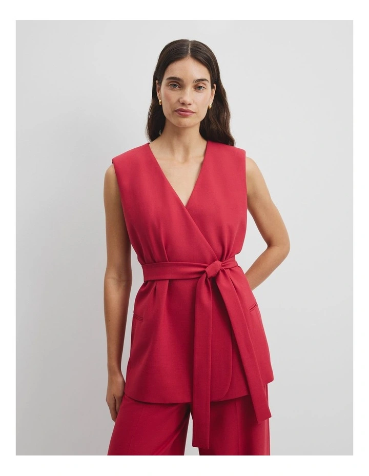 Tailored Tie Vest in Garnet image 1