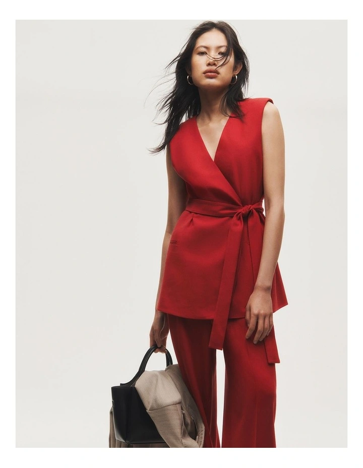 Tailored Tie Vest in Garnet image 2