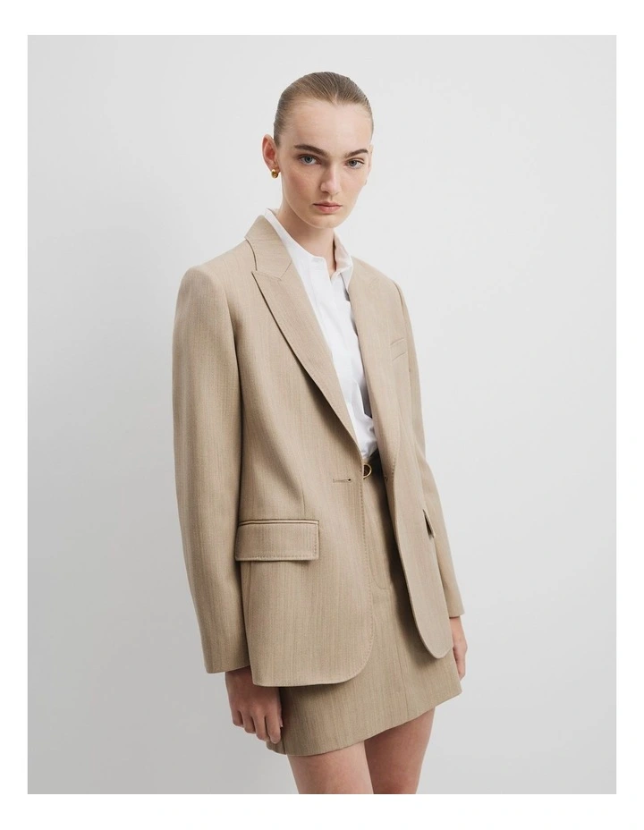 Wool Blazer in Buff Marle image 1