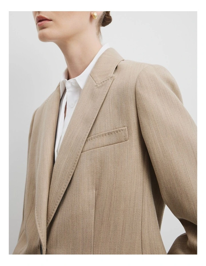 Wool Blazer in Buff Marle image 3