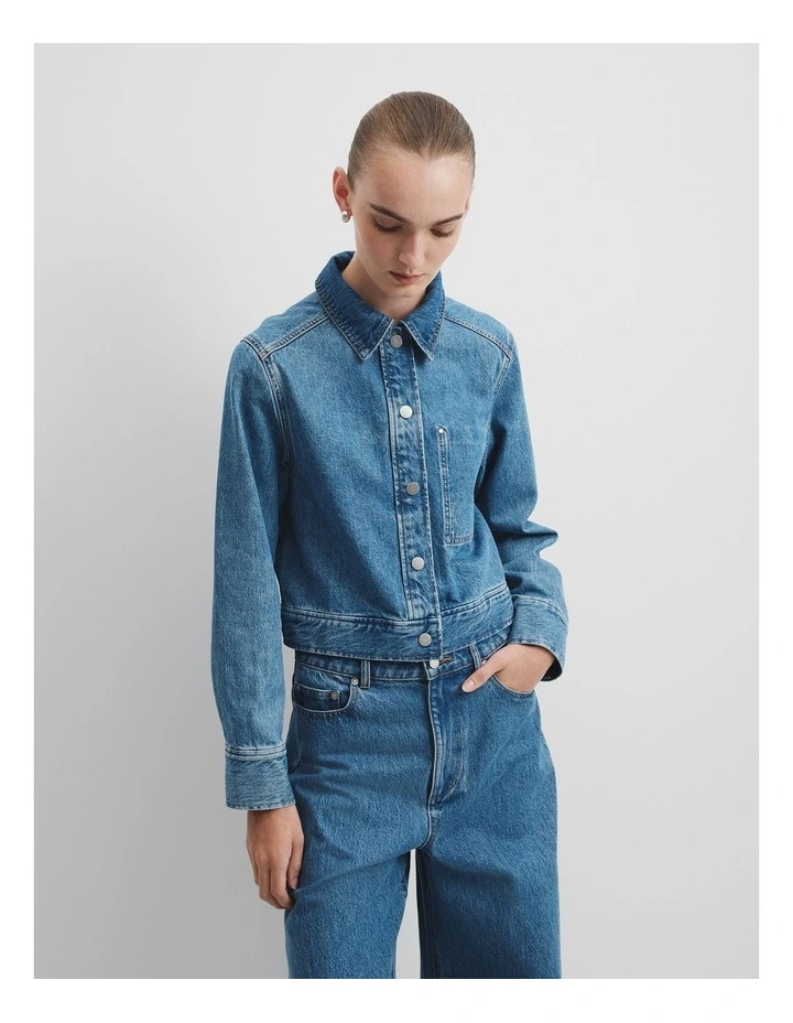 Denim Jacket in Mid Blue Wash image 3
