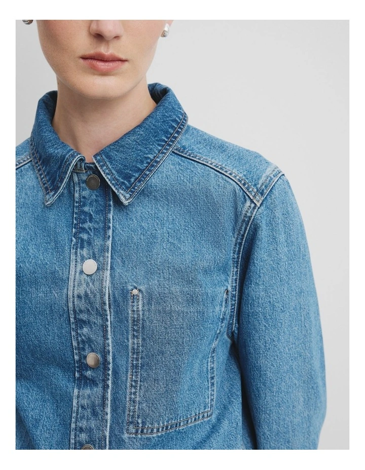 Denim Jacket in Mid Blue Wash image 4
