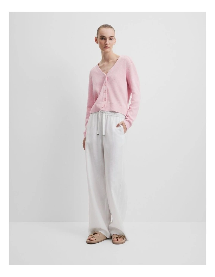 Organically Grown Cotton Linen Blend Knit Cardigan in Floss Pink image 3