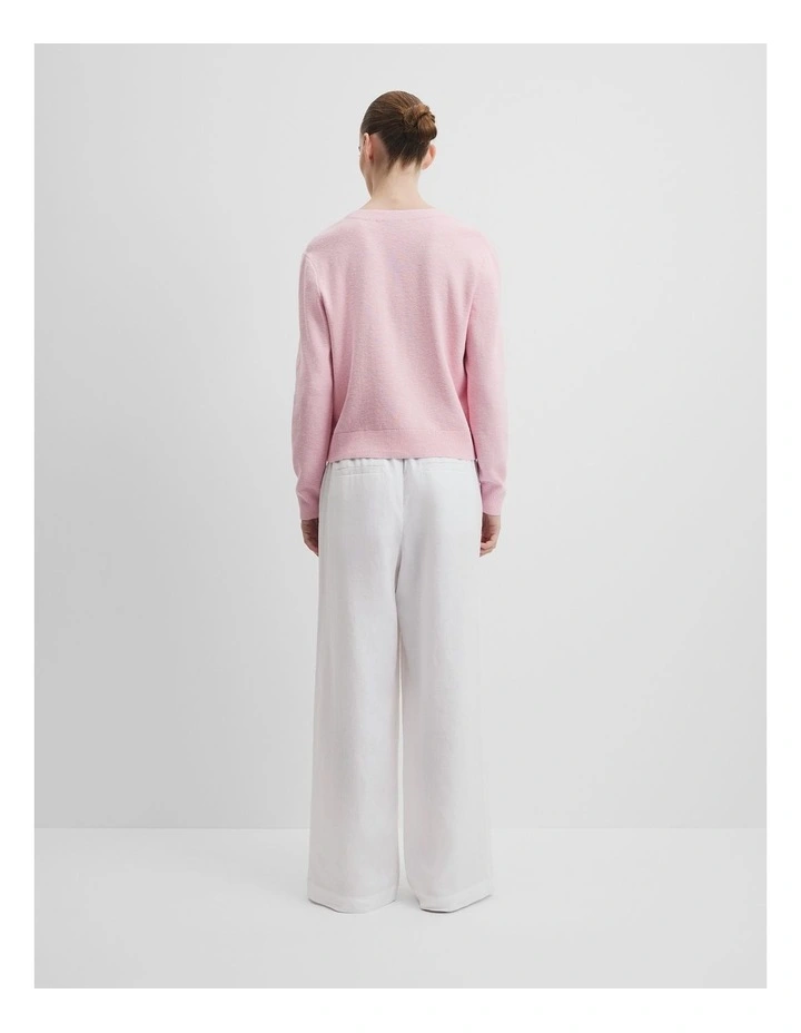 Organically Grown Cotton Linen Blend Knit Cardigan in Floss Pink image 4