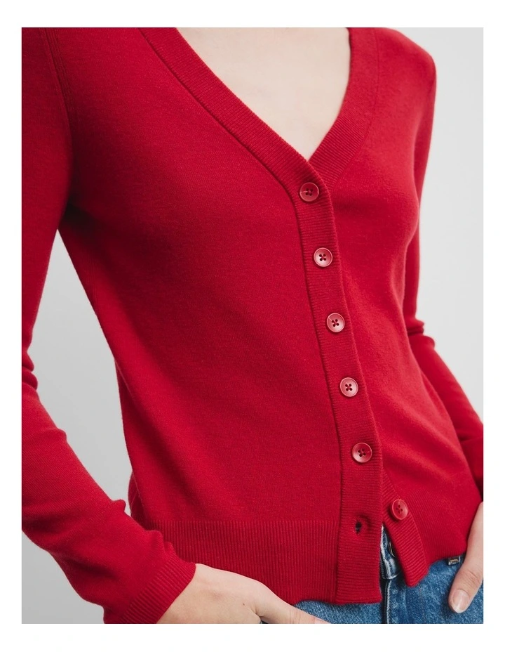 Wool Silk Cardigan in Garnet image 3