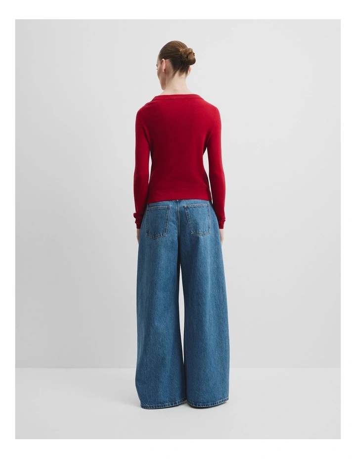 Wool Silk Cardigan in Garnet image 4