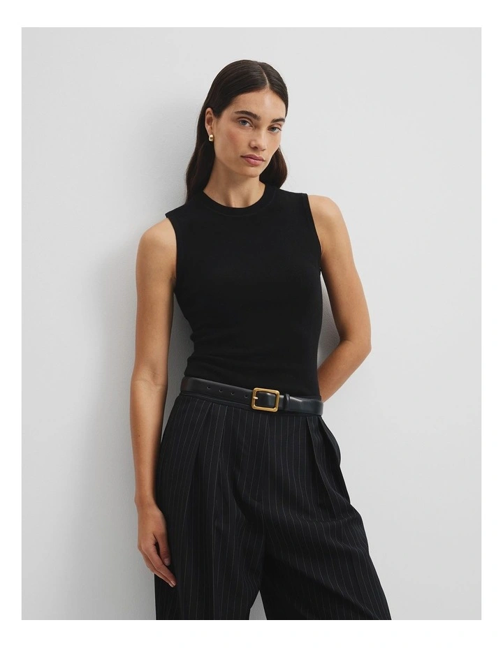 Wool Silk Tank in Black image 1