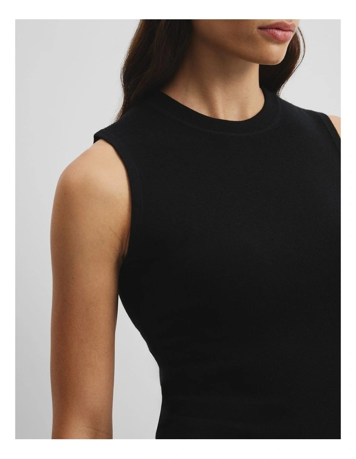 Wool Silk Tank in Black image 2