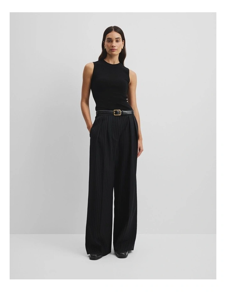 Wool Silk Tank in Black image 3