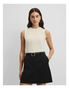 Wool Silk Tank in Antique White