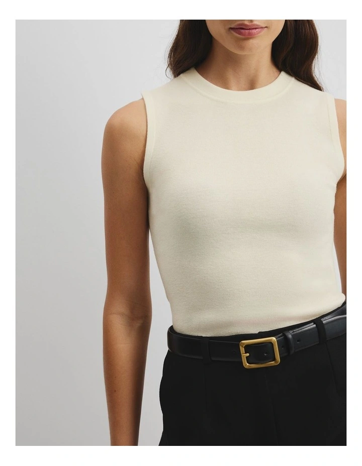 Wool Silk Tank in Antique White image 2