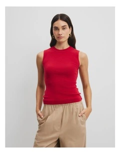 Wool Silk Tank in Garnet