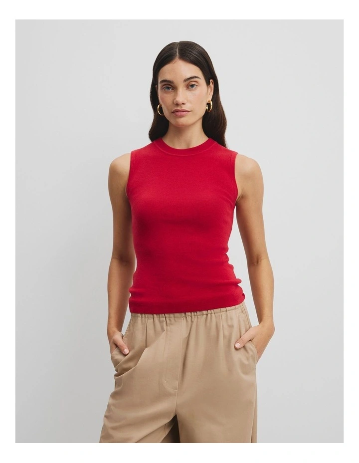 Wool Silk Tank in Garnet image 1