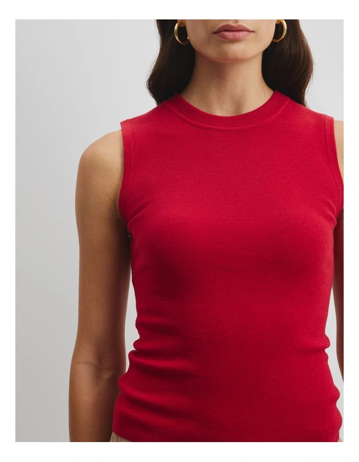 Wool Silk Tank in Garnet image 3