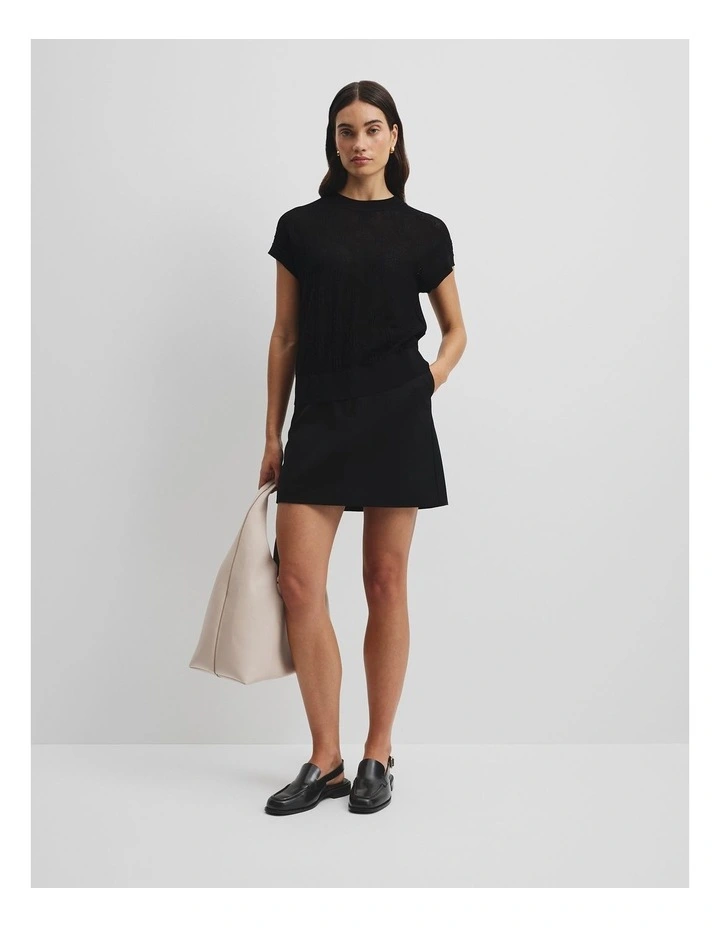 Lace Knit T-shirt in Black image 3