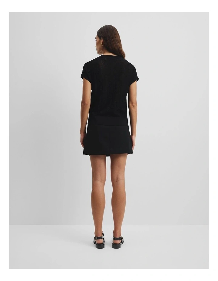 Lace Knit T-shirt in Black image 4