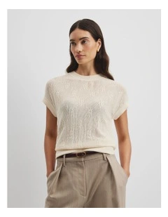 Lace Knit T-shirt in Macadamia