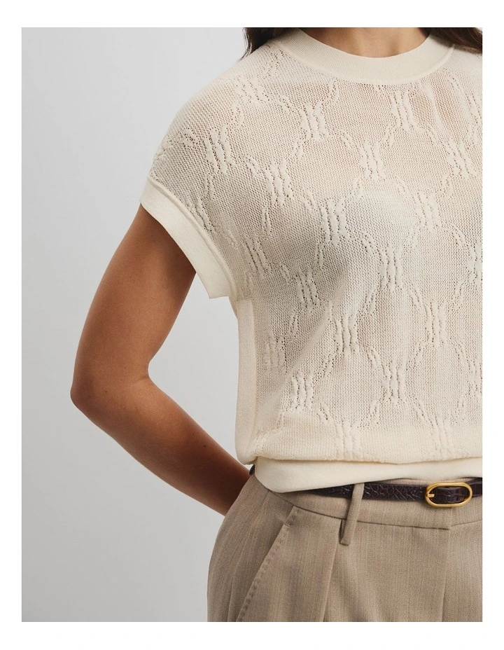 Lace Knit T-shirt in Macadamia image 2