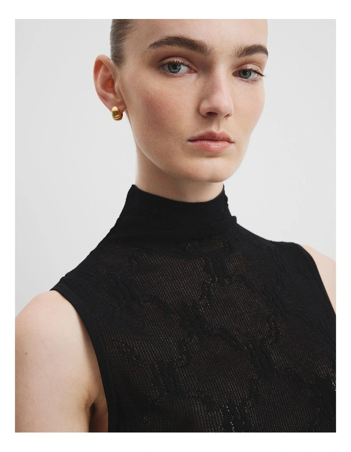 Lace Knit Tank in Black image 2