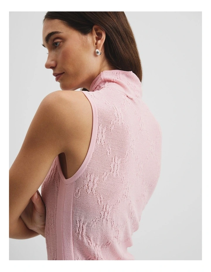 Lace Knit Tank in Floss Pink image 2