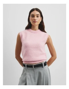 Fluffy Knit Tank in Floss Pink