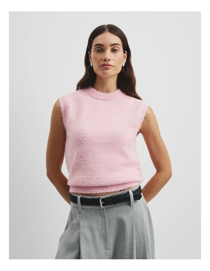 Fluffy Knit Tank in Floss Pink image 1