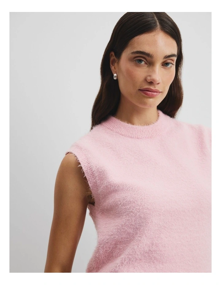 Fluffy Knit Tank in Floss Pink image 2