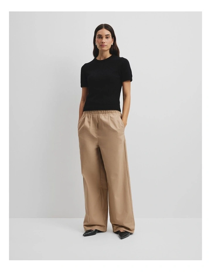 Australian Cotton Blend Boucle Knit T-shirt in Black image 3