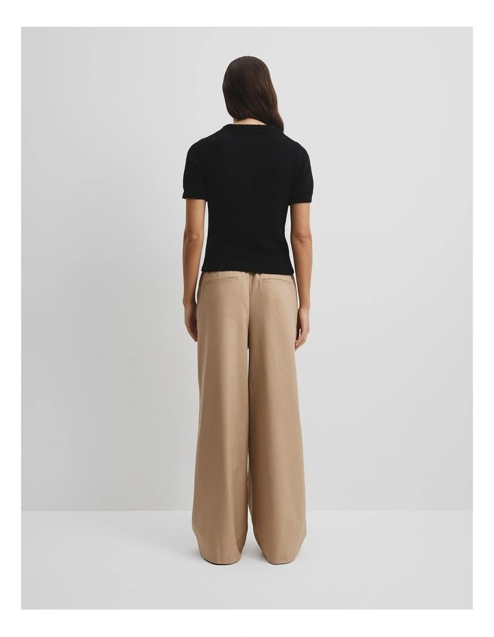 Australian Cotton Blend Boucle Knit T-shirt in Black image 4