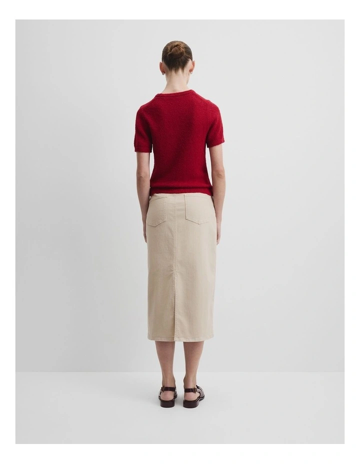 Australian Cotton Blend Boucle Knit T-shirt in Garnet image 4