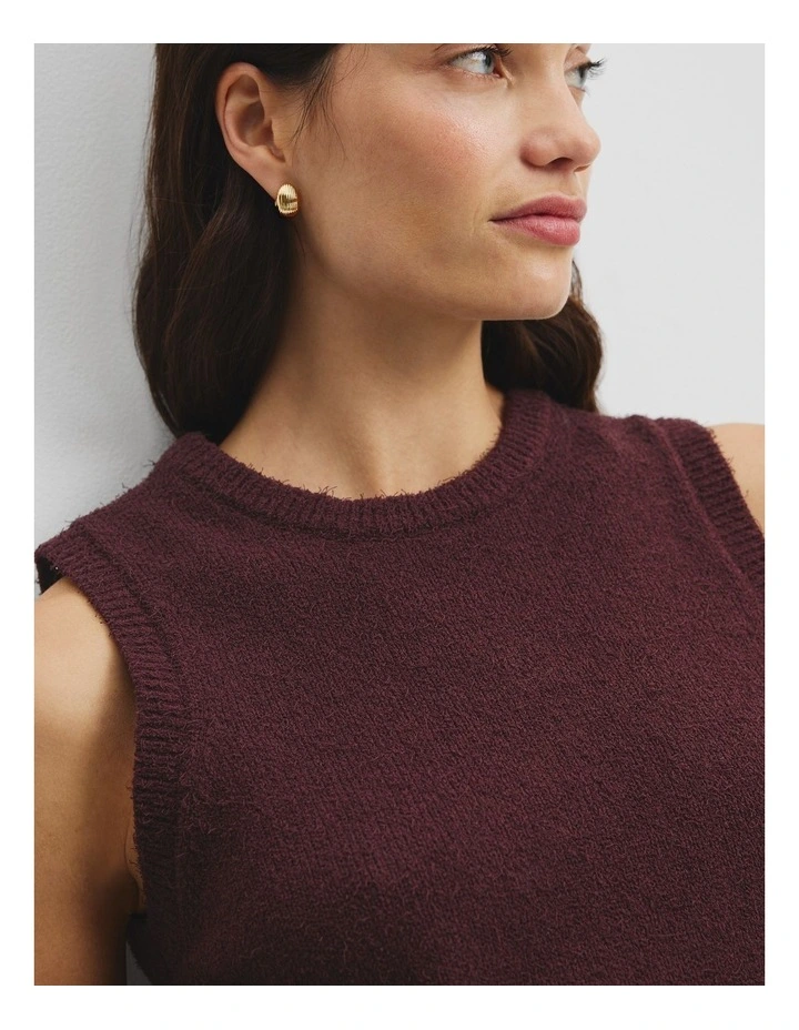 Australian Cotton Blend Boucle Knit Tank in Plum image 2
