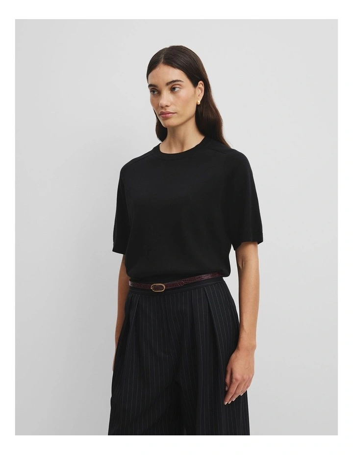Cashmere Blend T-shirt in Black image 1