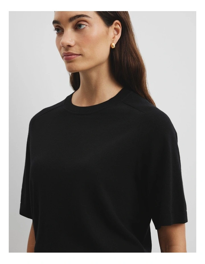 Cashmere Blend T-shirt in Black image 2
