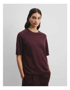 Cashmere Blend T-shirt in Plum