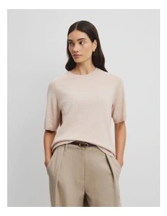 Cashmere Blend T-shirt in Buff Marle