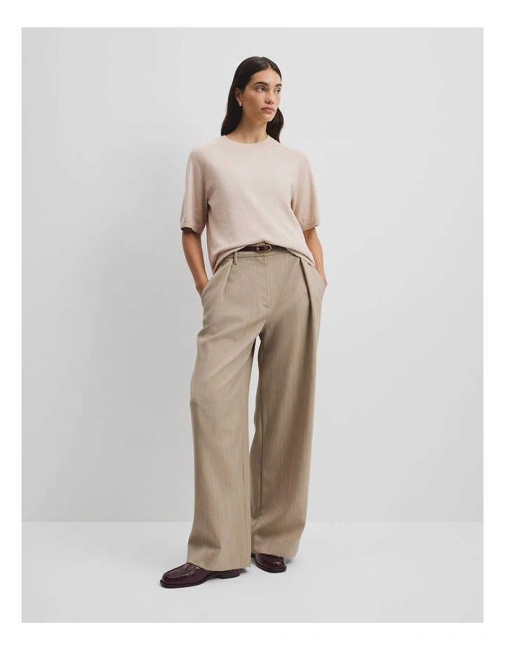 Cashmere Blend T-shirt in Buff Marle image 3