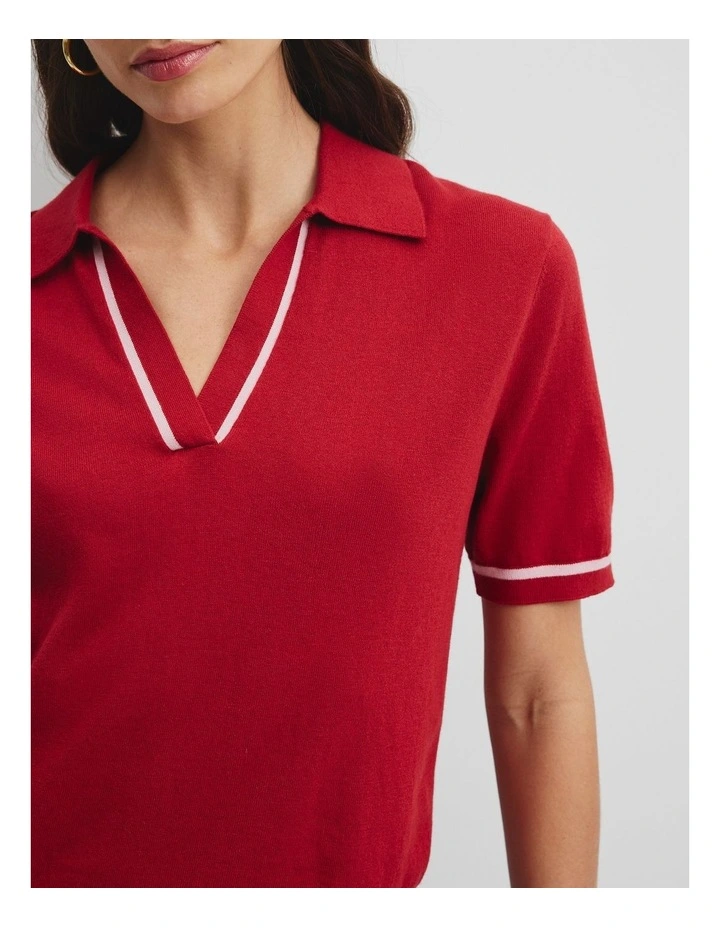 Cashmere Blend Short Sleeve Knit in Garnet image 2