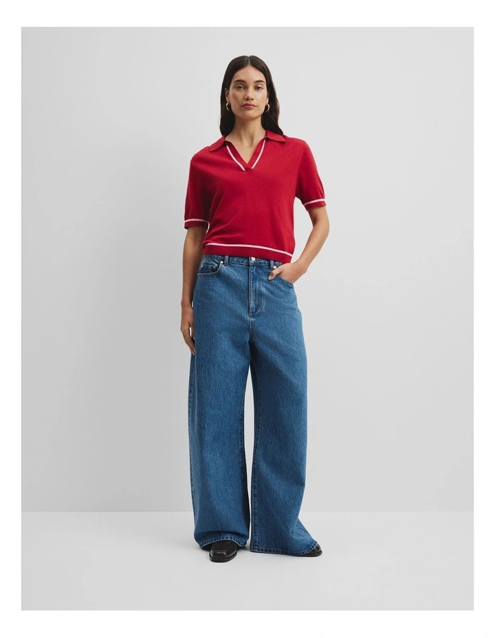 Cashmere Blend Short Sleeve Knit in Garnet image 3