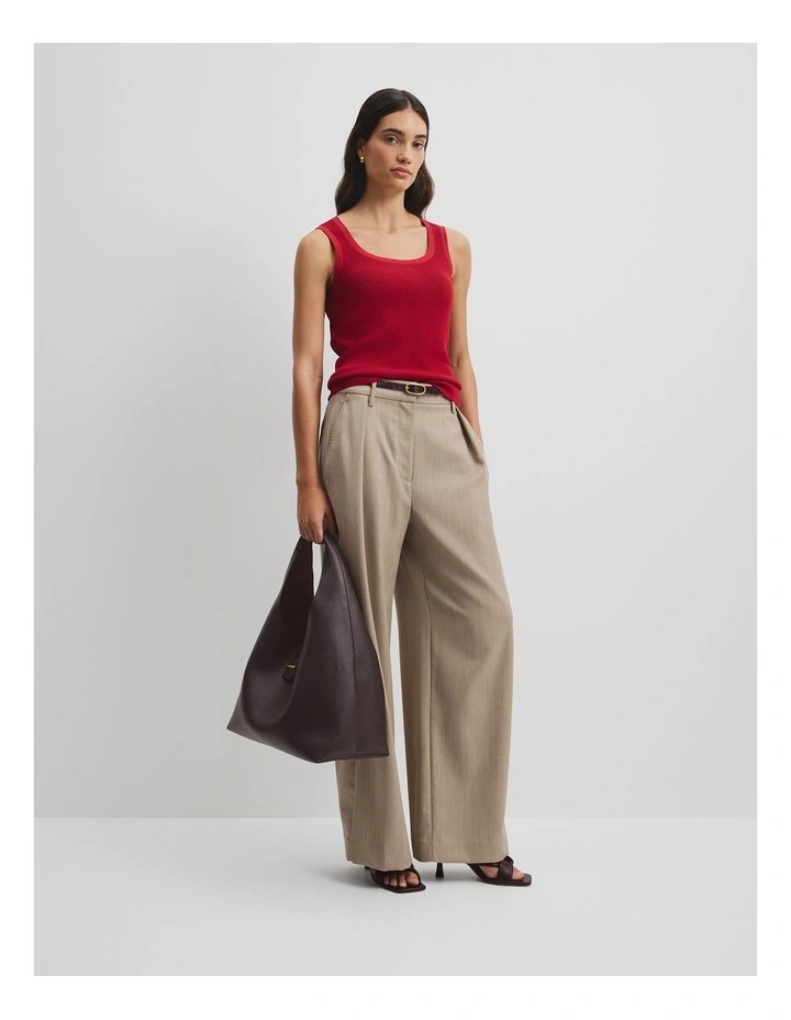 Waffle Crew Knit Tank in Garnet image 1