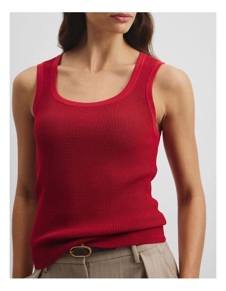 Waffle Crew Knit Tank in Garnet image 2