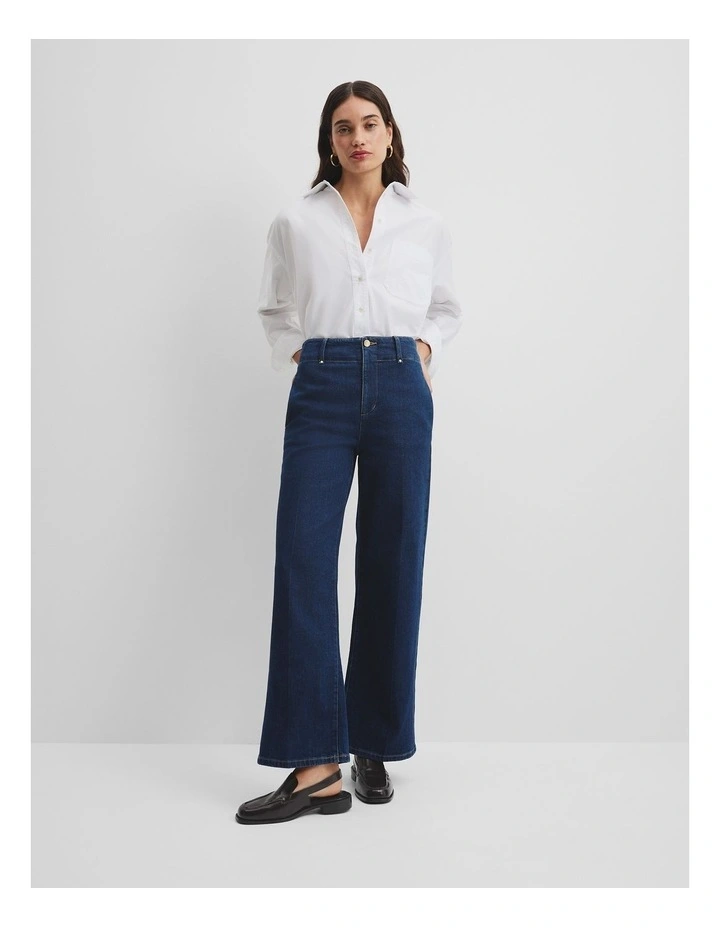 Recycled Cotton Straight Tailored Jean in Ink Wash image 1