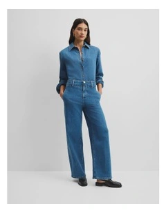 Recycled Cotton Straight Tailored Jean in Mid Blue Wash