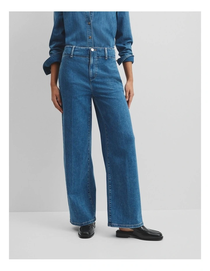 Recycled Cotton Straight Tailored Jean in Mid Blue Wash image 2