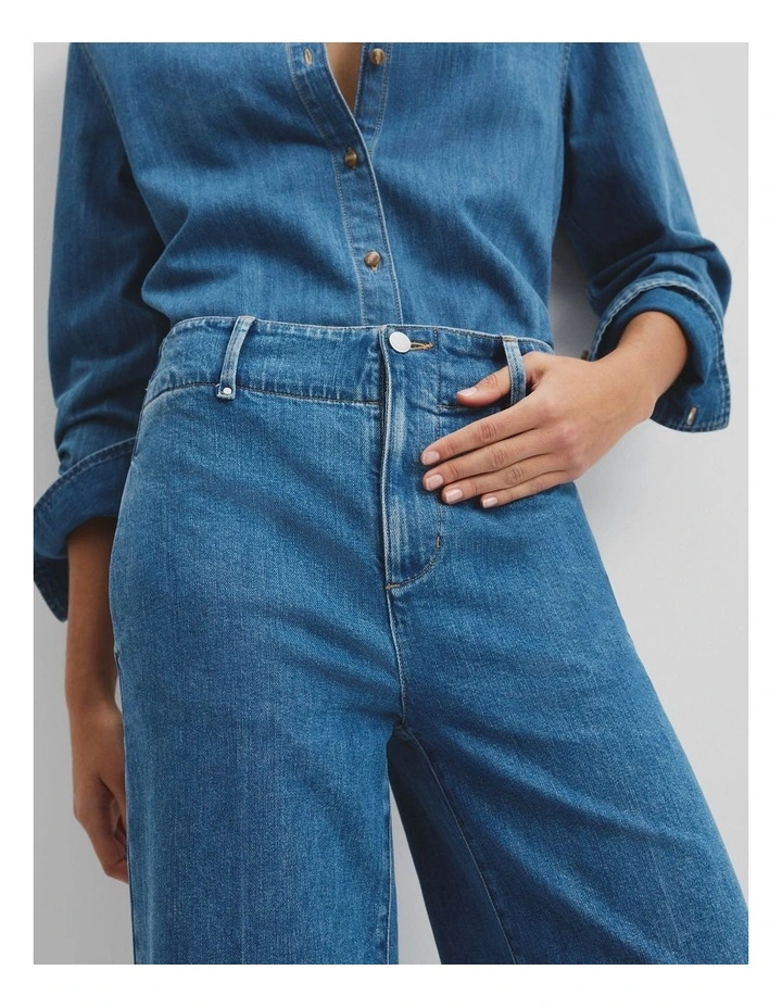 Recycled Cotton Straight Tailored Jean in Mid Blue Wash image 3