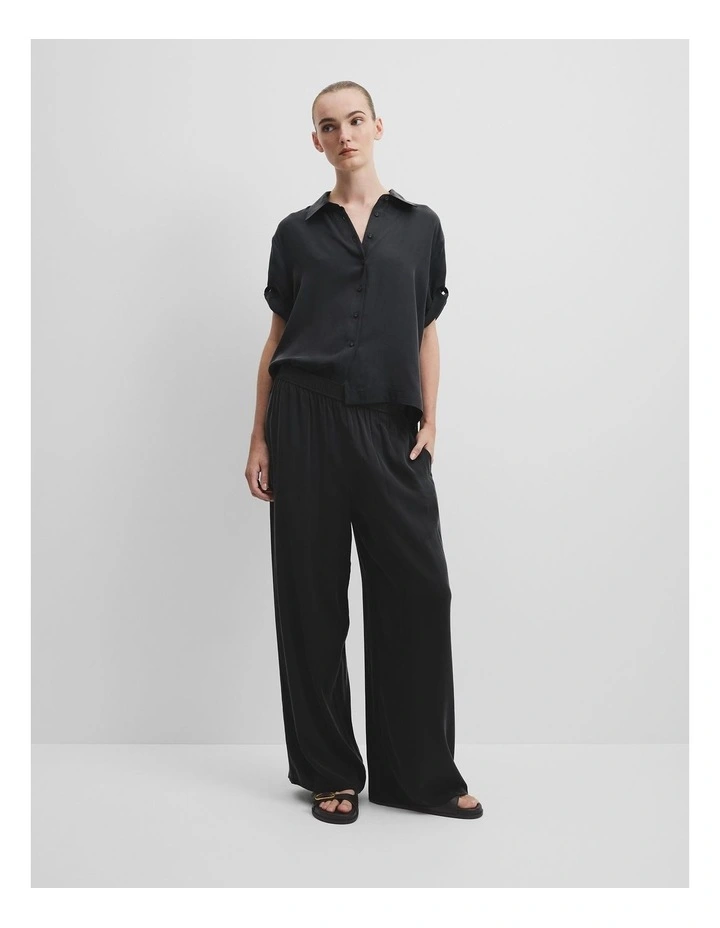 Pull On Cupro Pant in Black image 1