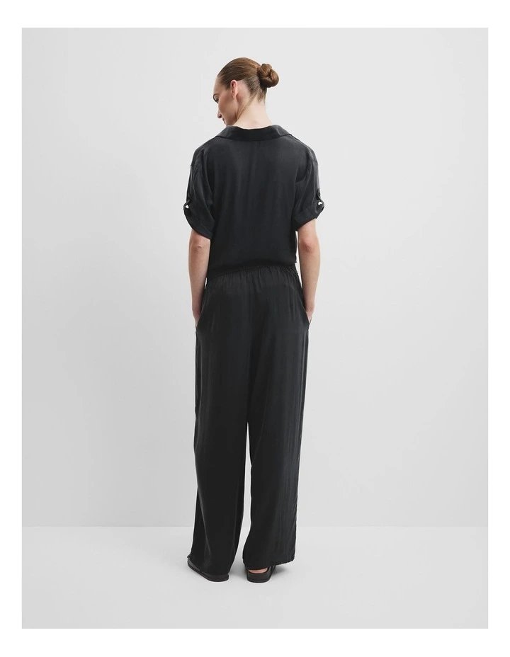Pull On Cupro Pant in Black image 4