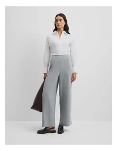 Fluid Wide Leg Pant in Grey Marle