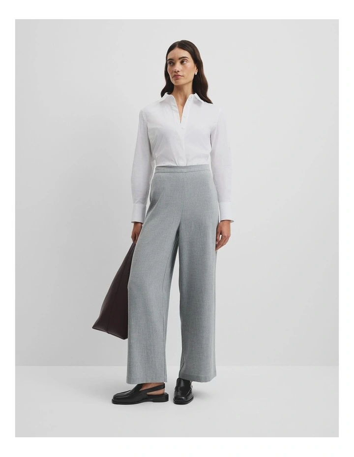 Fluid Wide Leg Pant in Grey Marle image 1