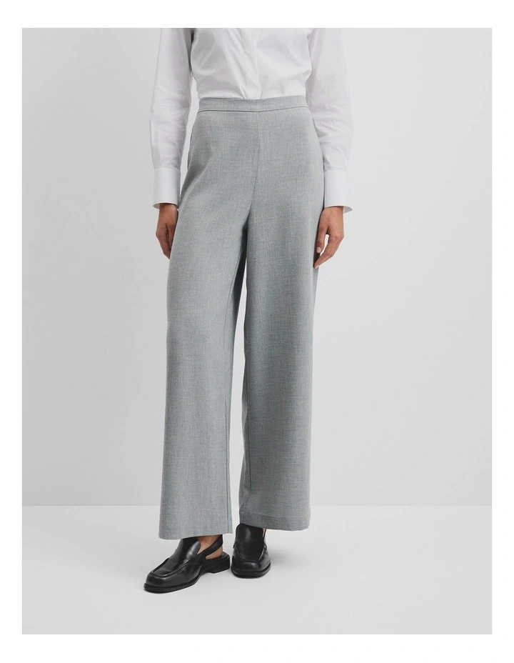Fluid Wide Leg Pant in Grey Marle image 2