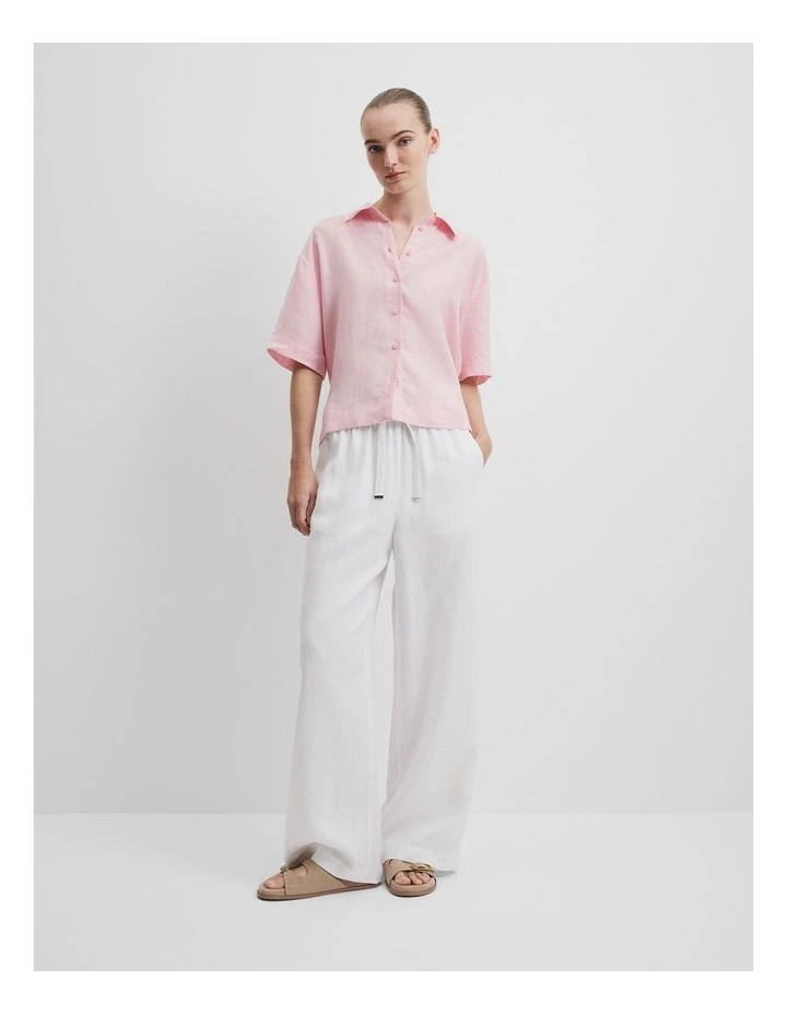 Organically Grown Linen Short Sleeve Shirt in Floss Pink image 3